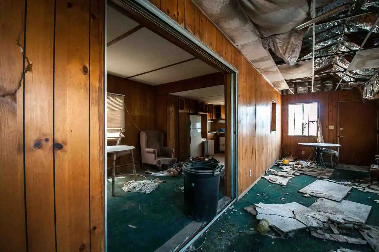 Professional flood damage cleanup at affected property